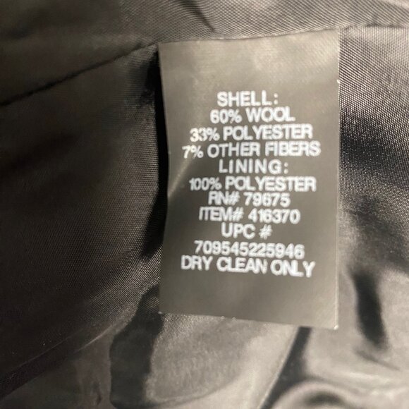 London Fog Coat with Scarf black Wool blend outer polyester liner Dry Clean only - Picture 8 of 8